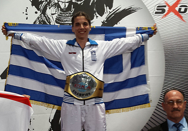 Η δραμινή Ευαγγελία Τσάννη παγκόσμια πρωταθλήτρια στο Kickboxing της ISKA